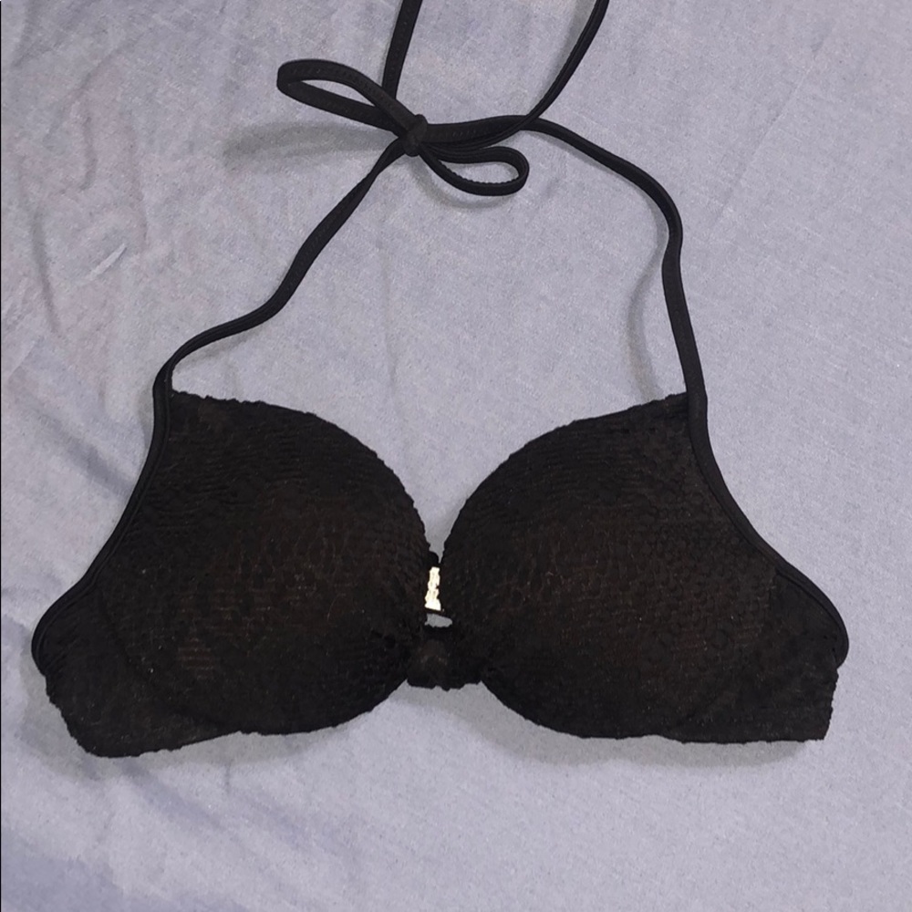 VS- Pink black crochet bikini top
